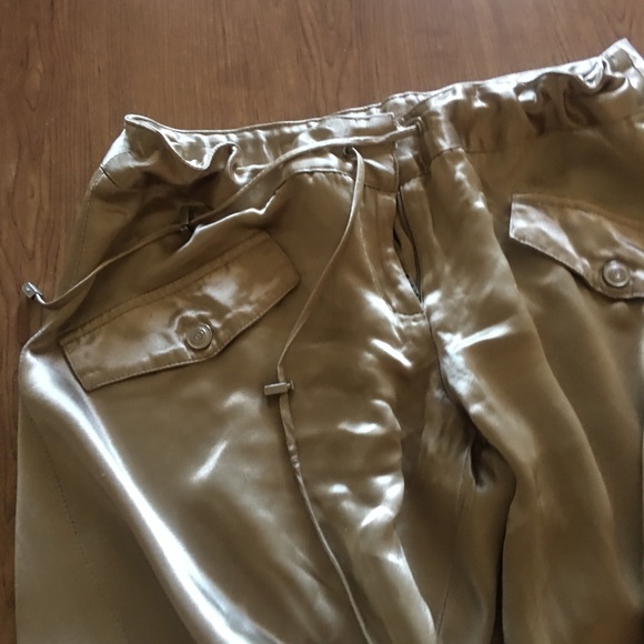 Satin full length pants, fashionable pockets. - Picture 2 of 4